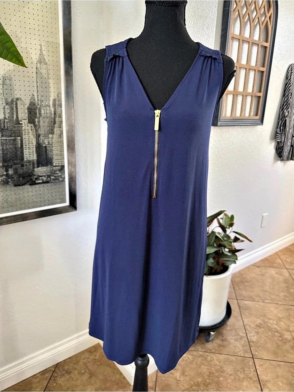Michael Kors Zip-Front Mini Dress in Blue Size XS Like New